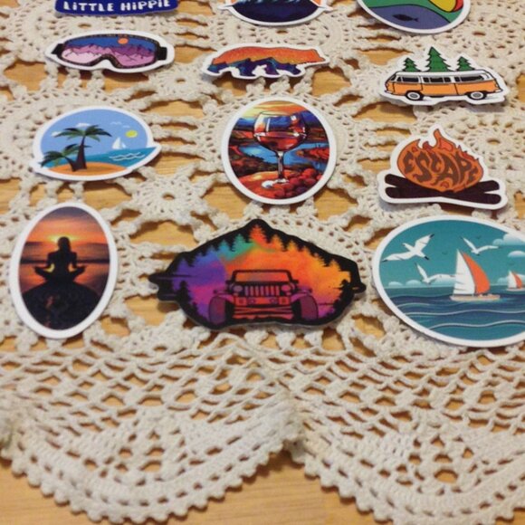 Stickers, adventure and travel theme, hippie vibe, 12 cellphone stickers - Picture 3 of 7